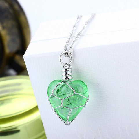 Romantic Luminous Heart Crystal Pendant Necklace