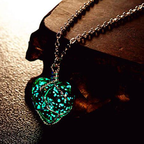 Romantic Luminous Heart Crystal Pendant Necklace