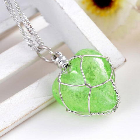 Romantic Luminous Heart Crystal Pendant Necklace