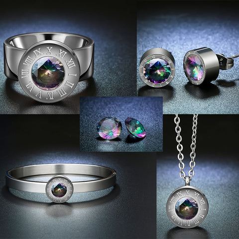 Elegant Multi-Color Zircon Stone Jewelry Set