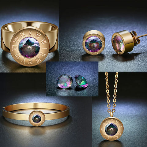 Elegant Multi-Color Zircon Stone Jewelry Set