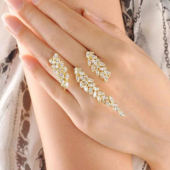 Unique Crystals Through Fingers Cuff Ring