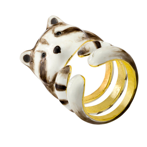 Three Sets of Retro Raccoon Animal Rings