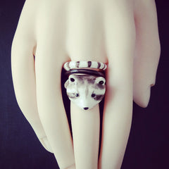 Three Sets of Retro Raccoon Animal Rings