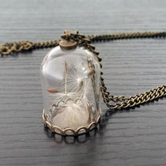 Antique & Romantic Dandelion Wish On A Bottle Pendant