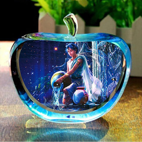 Zodiac Sign Rare Crystal Apple Glass Model