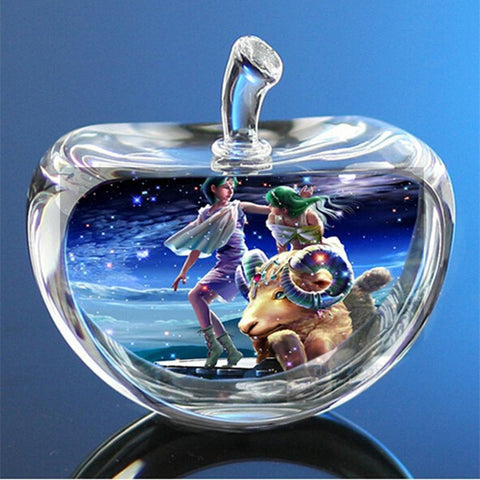 Zodiac Sign Rare Crystal Apple Glass Model