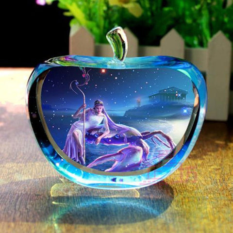 Zodiac Sign Rare Crystal Apple Glass Model