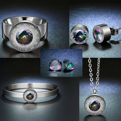 Elegant Multi-Color Zircon Stone Jewelry Set