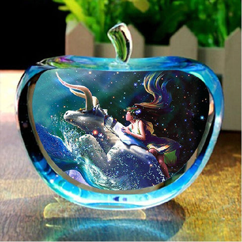 Zodiac Sign Rare Crystal Apple Glass Model